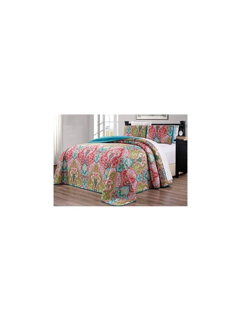 3-Piece Oversize (100 X 95) Fine Printed Prewashed Boho Decor Quilt Set